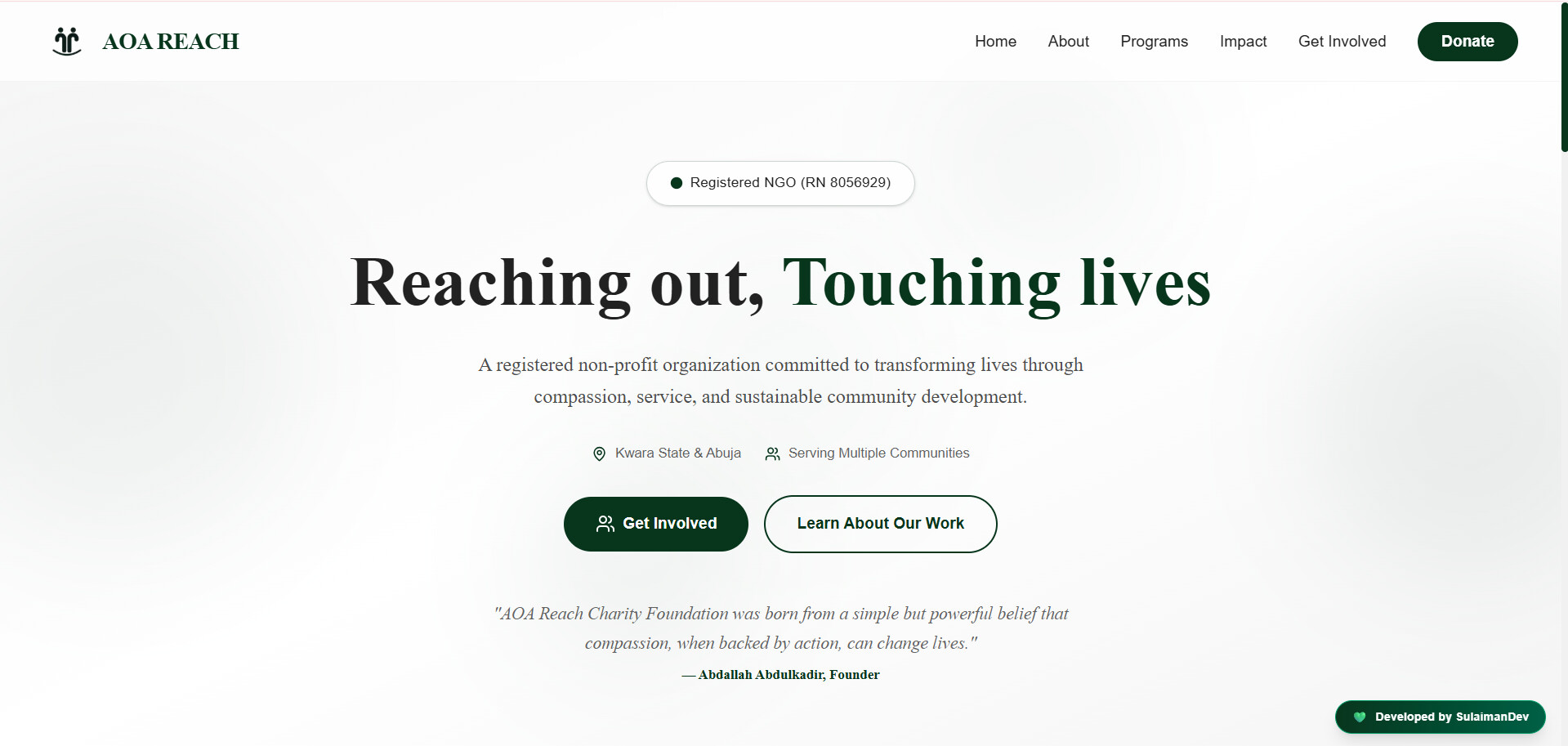 AOA Reach – NGO & Community Outreach Website